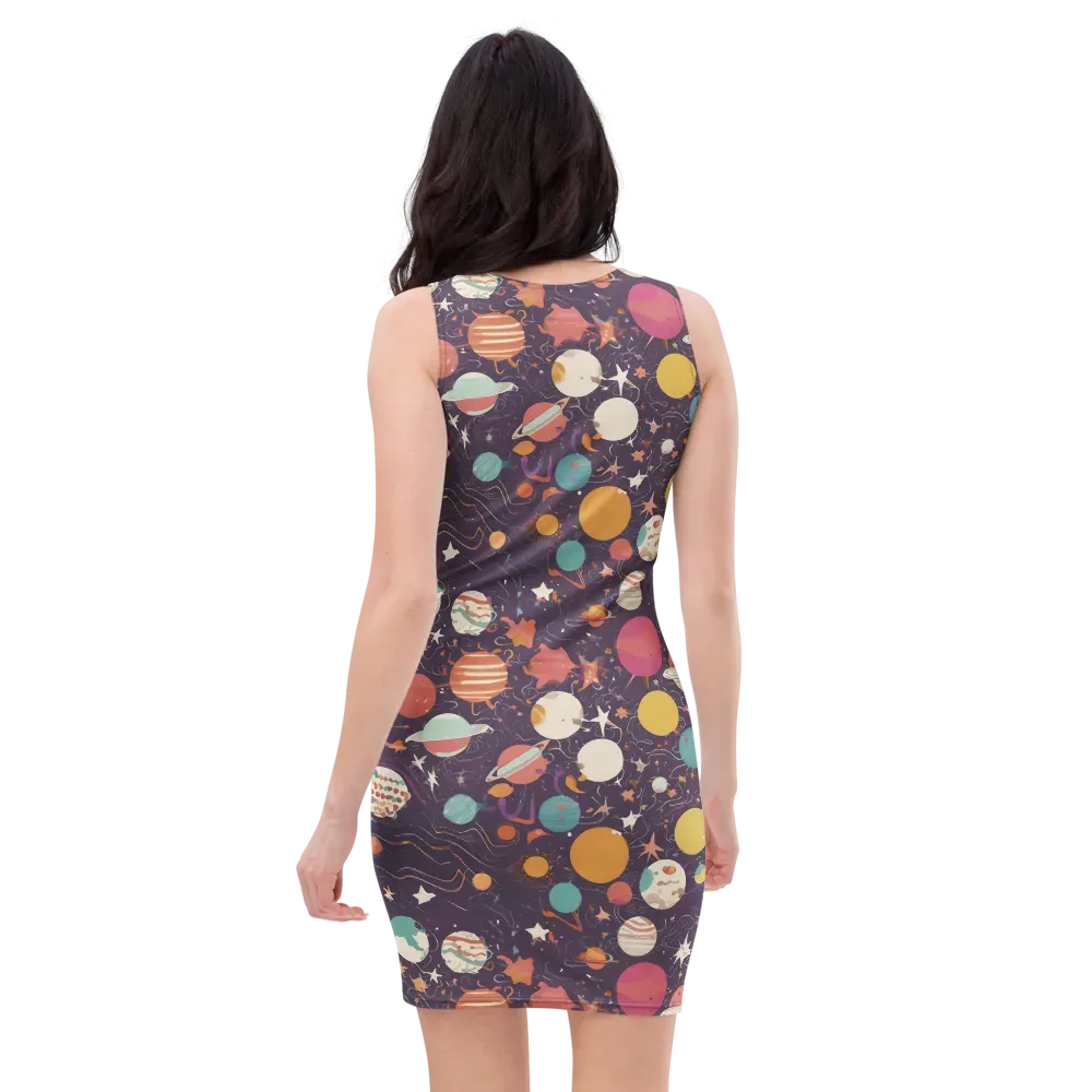 Saturn After Dark on Bodycon Dress — Back