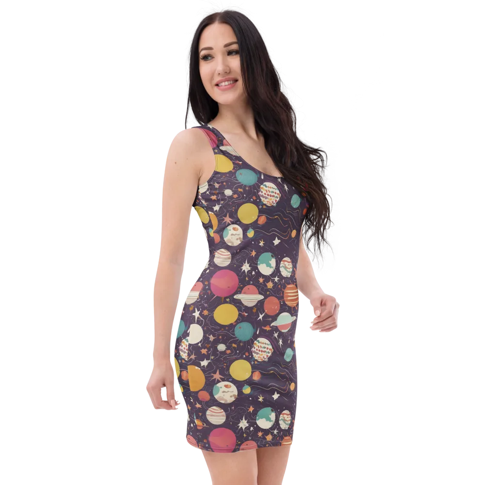 Saturn After Dark on Bodycon Dress — Right Front