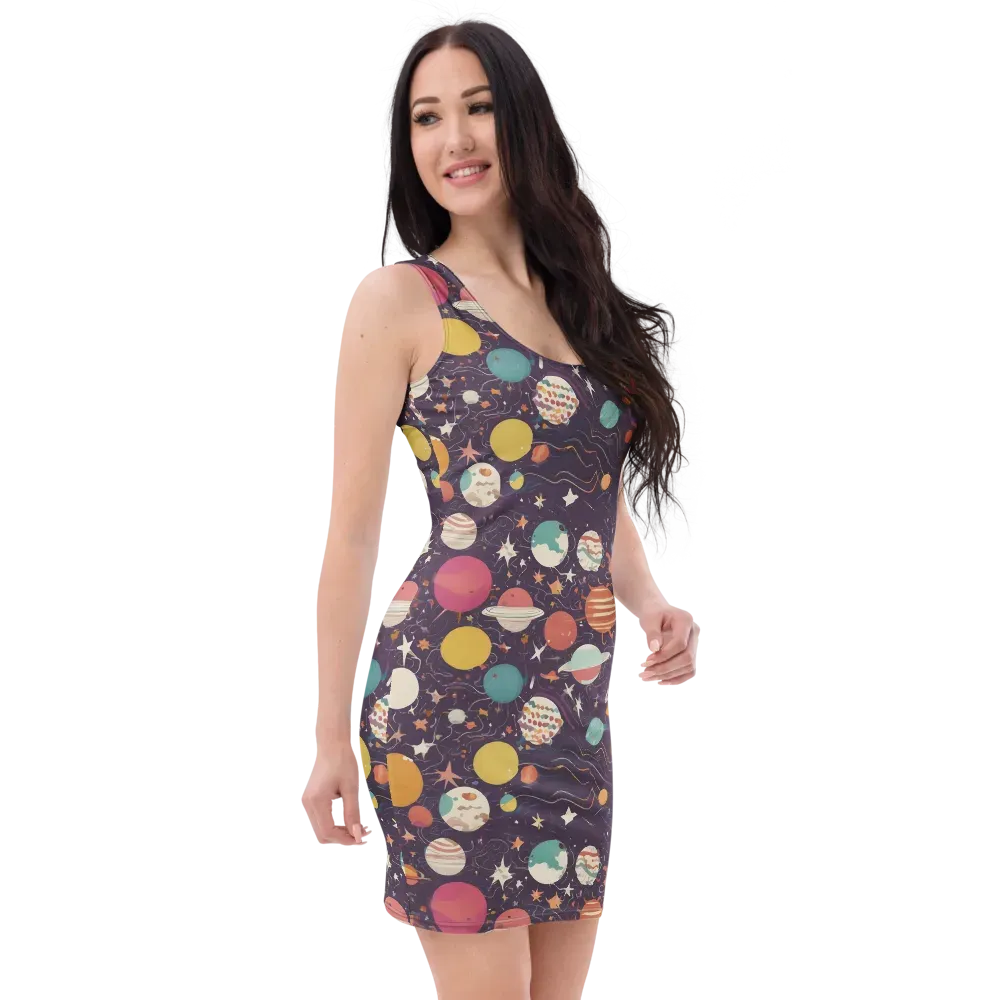 Saturn After Dark on Bodycon Dress — Right Front