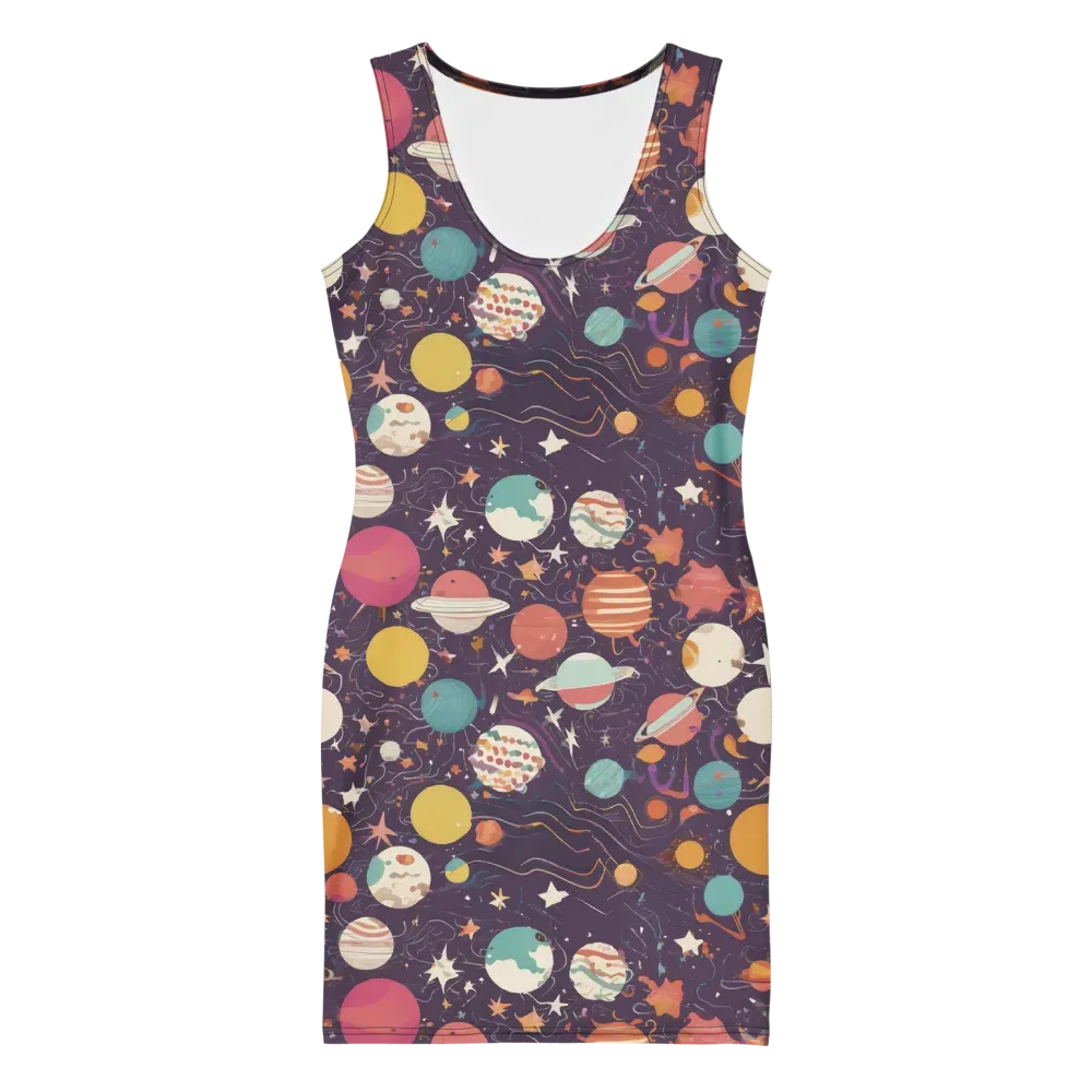 Saturn After Dark on Bodycon Dress — Front