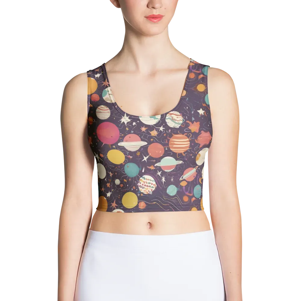Saturn After Dark on Crop Top — Front