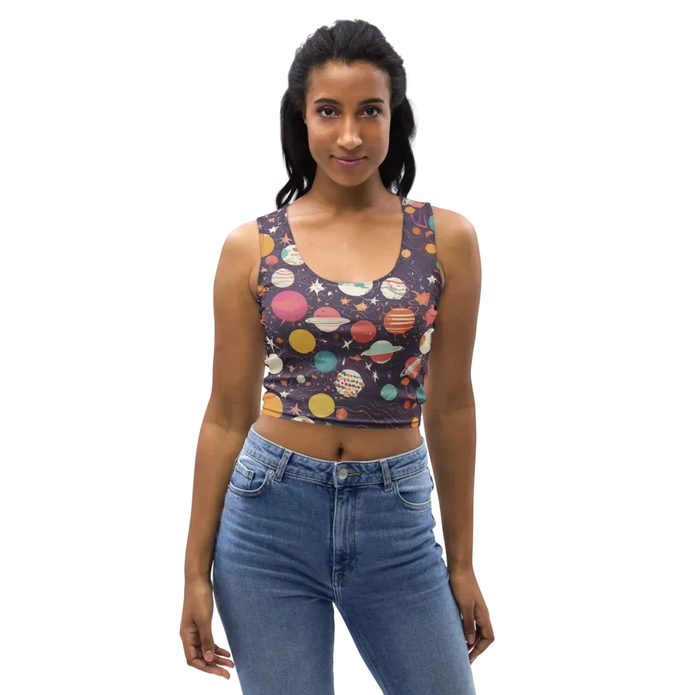 Saturn After Dark on Crop Top — Front