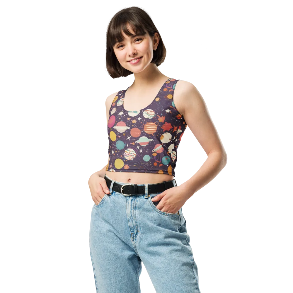 Saturn After Dark on Crop Top — Front