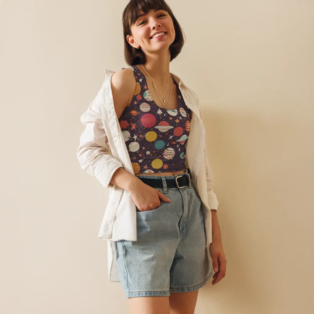 Saturn After Dark on Crop Top — Front