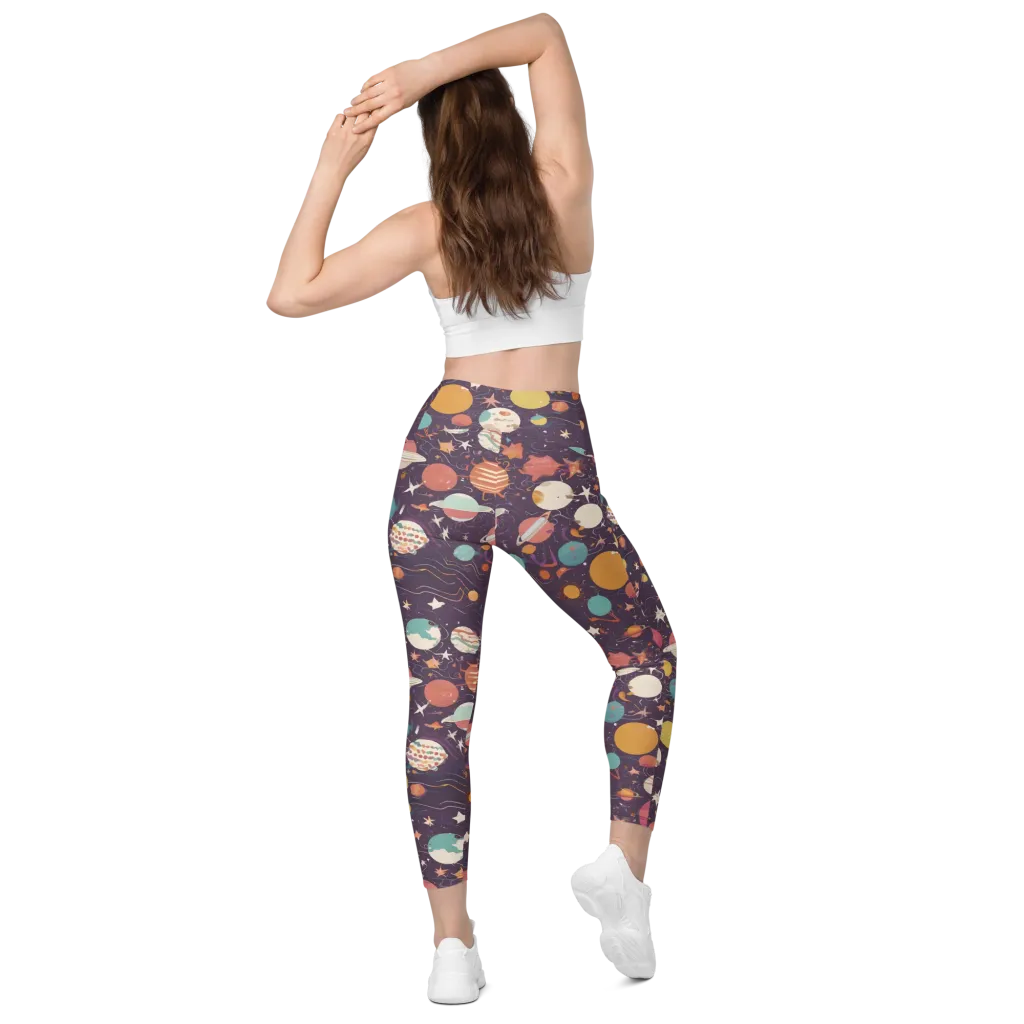 Saturn After Dark on Leggings with Pockets — Back