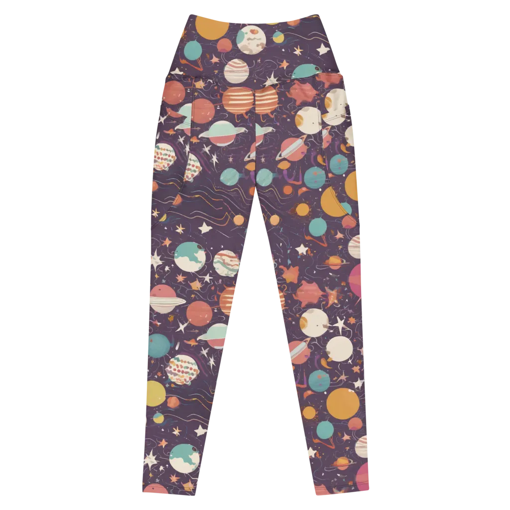 Saturn After Dark on Leggings with Pockets — Front