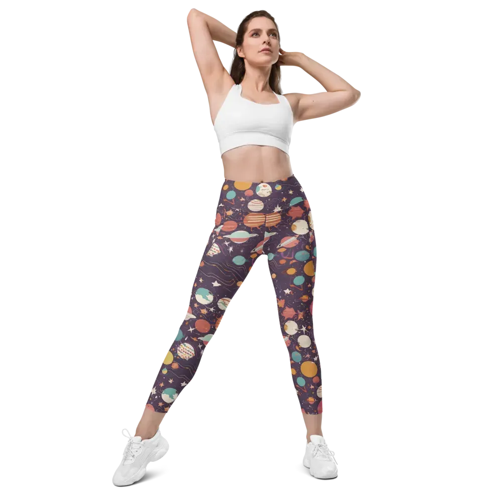 Saturn After Dark on Leggings with Pockets — Front