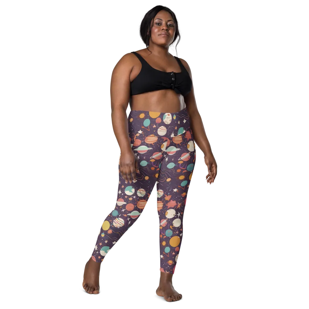 Saturn After Dark on Leggings with Pockets — Front
