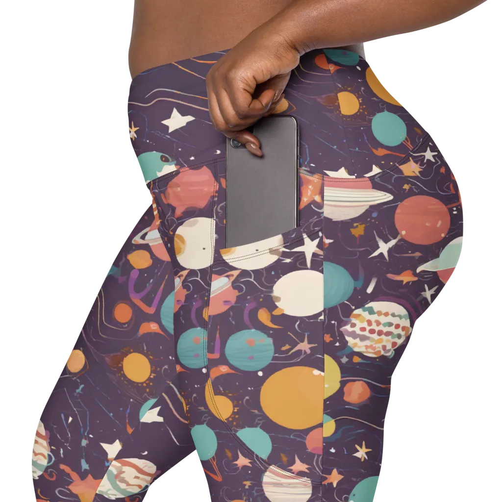 Saturn After Dark on Leggings with Pockets — Product details 2