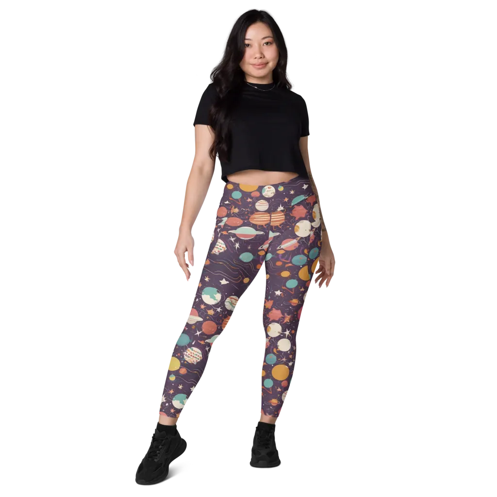 Saturn After Dark on Leggings with Pockets — Front