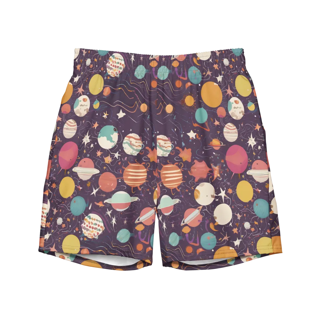 Saturn After Dark on Swim Trunks — Front