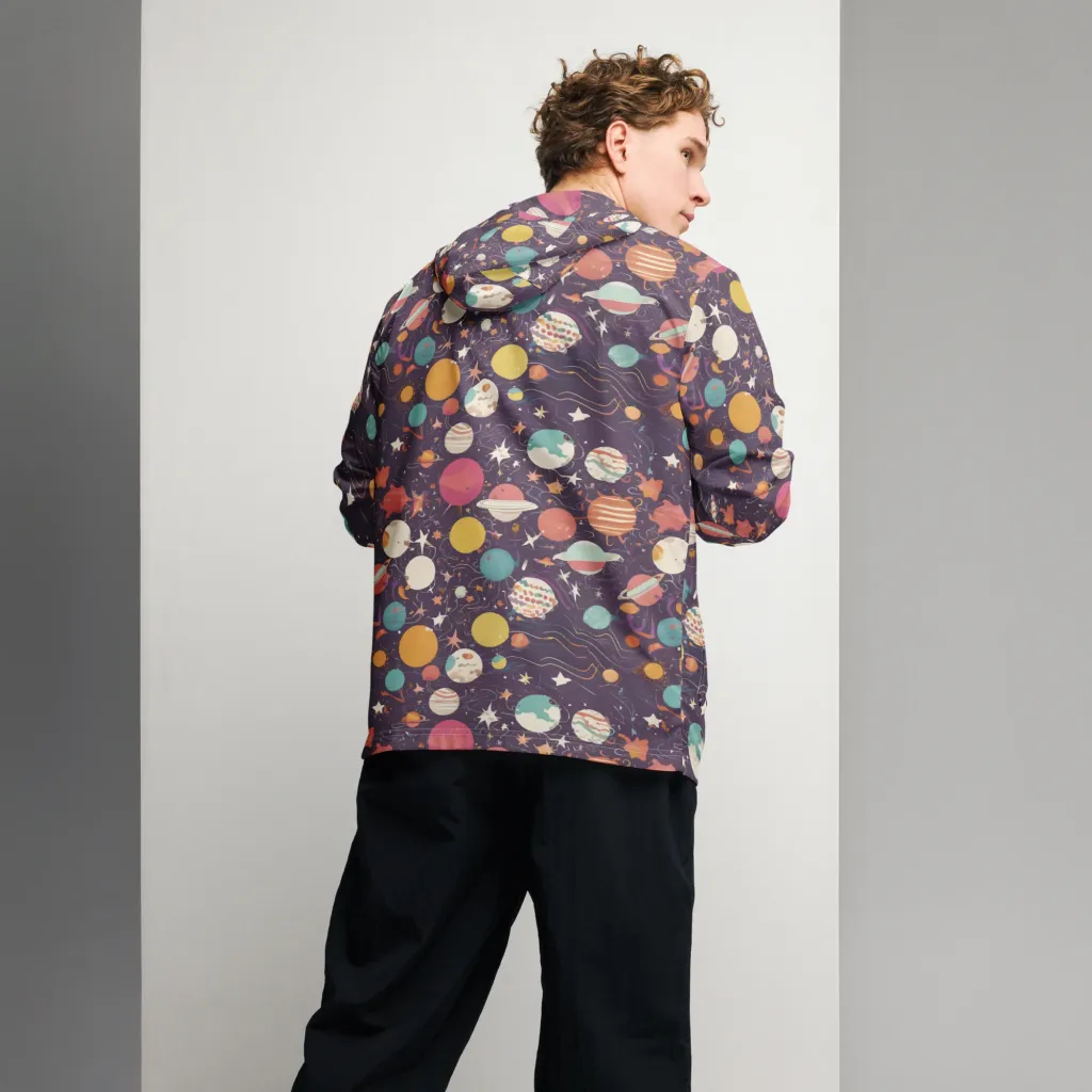 Saturn After Dark on Men's Windbreaker — Back
