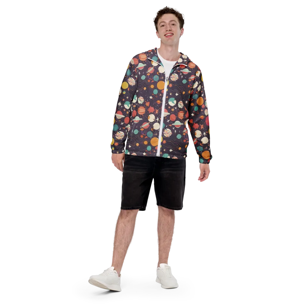 Saturn After Dark on Men's Windbreaker — Front