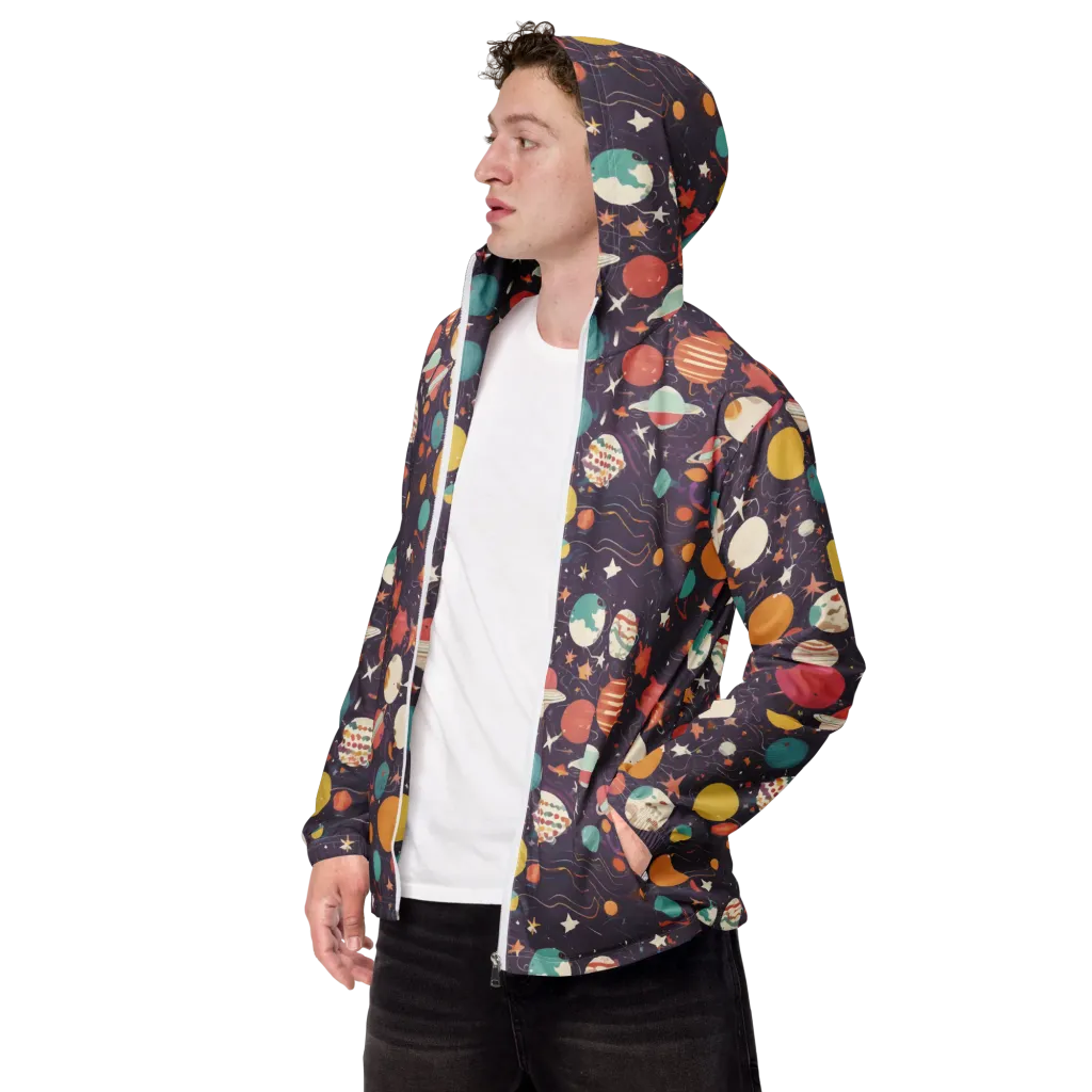 Saturn After Dark on Men's Windbreaker — Left Front