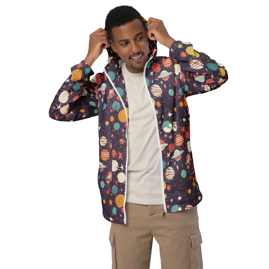 Saturn After Dark on Men's Windbreaker — Front