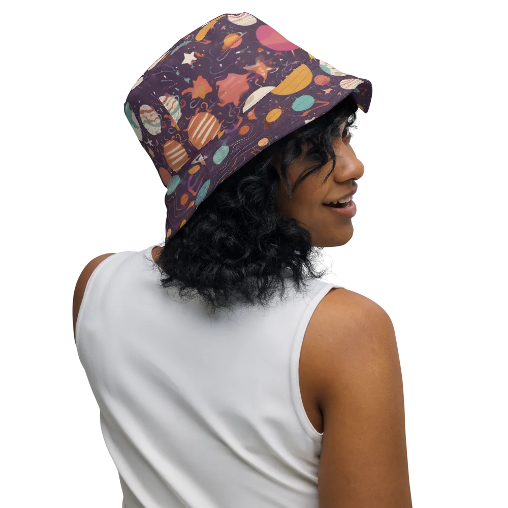 Saturn After Dark on Reversible Bucket Hat — Right Outside