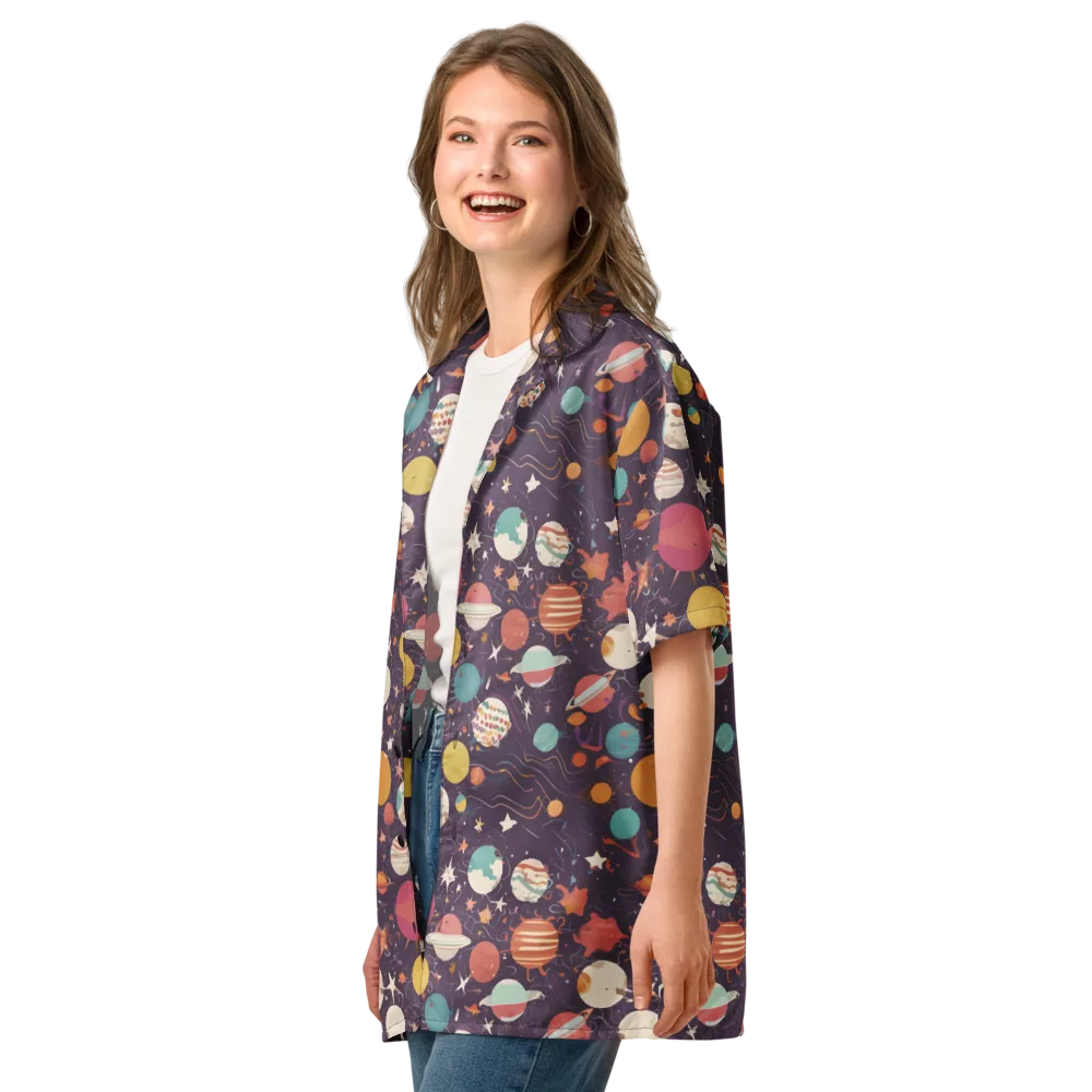 Saturn After Dark on Button Shirt — Left Front