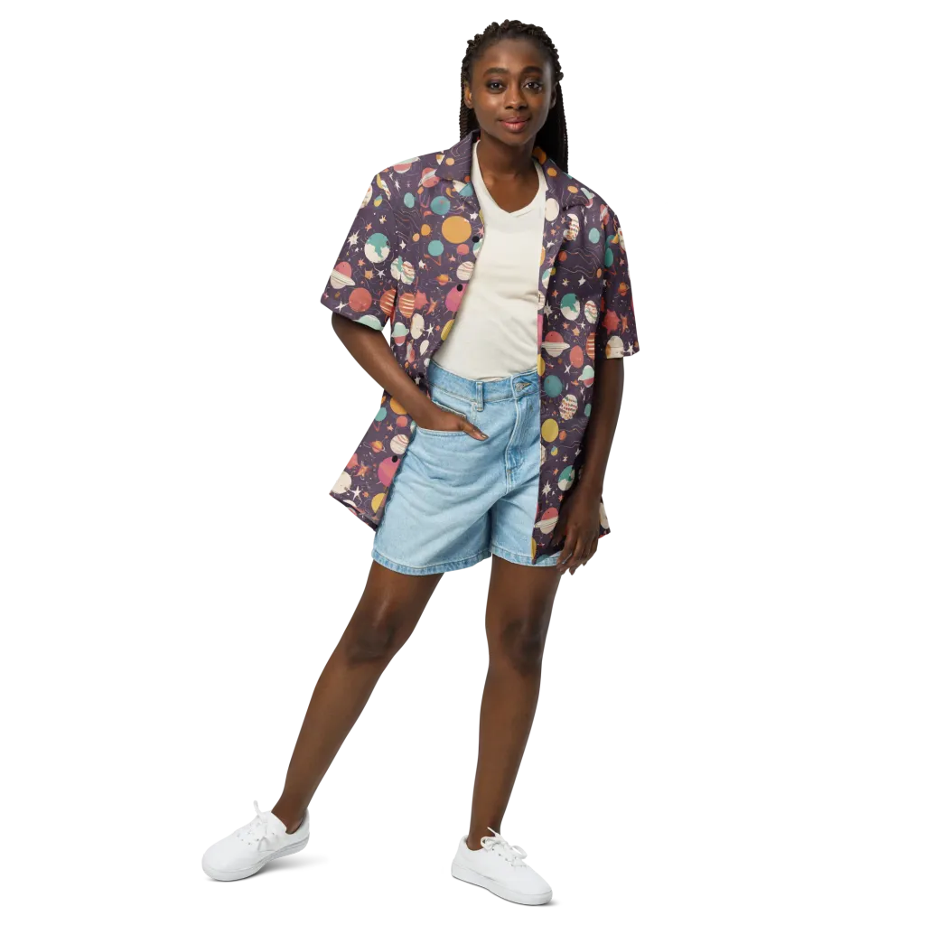 Saturn After Dark on Button Shirt — Front