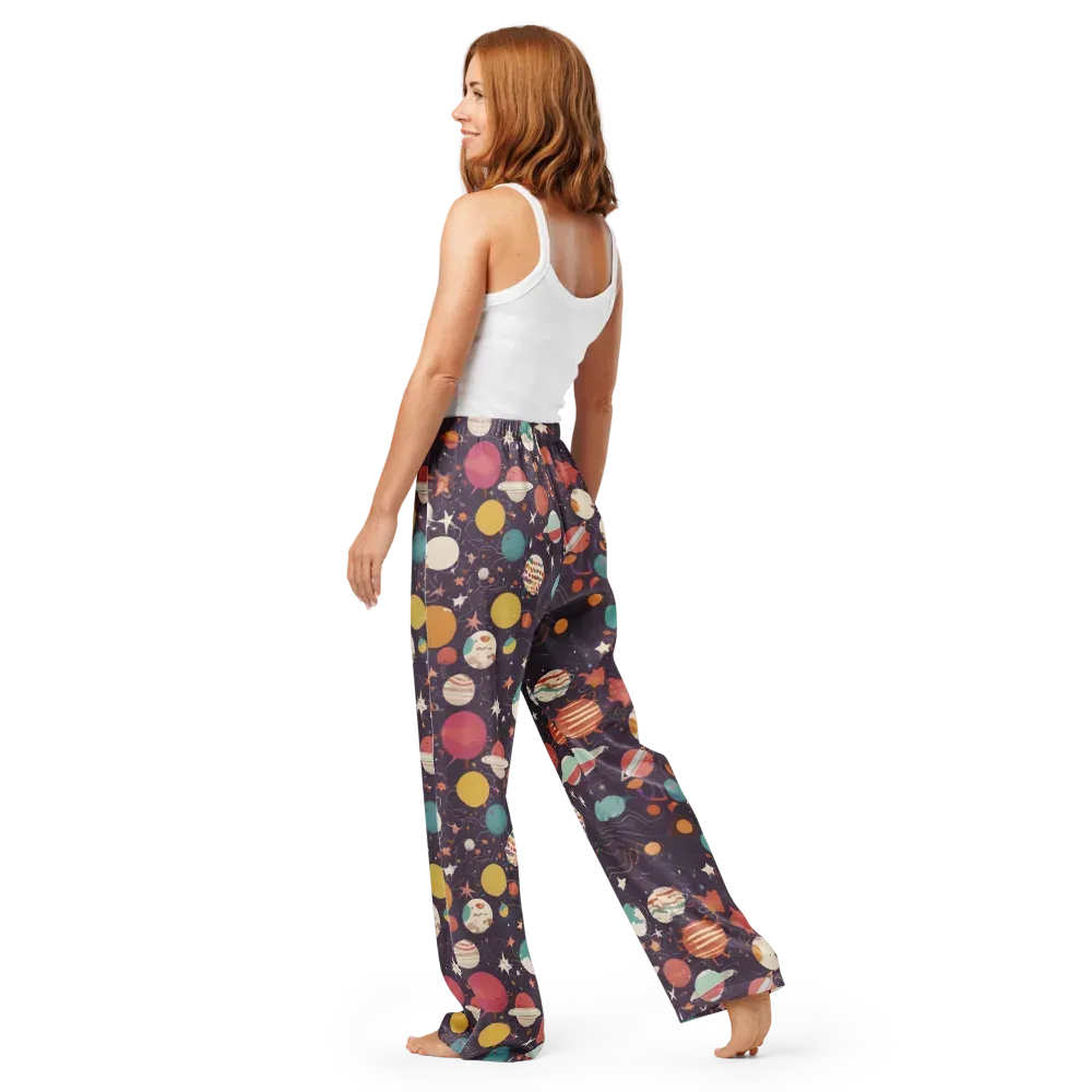 Saturn After Dark on Women's Pajama Pants — Back