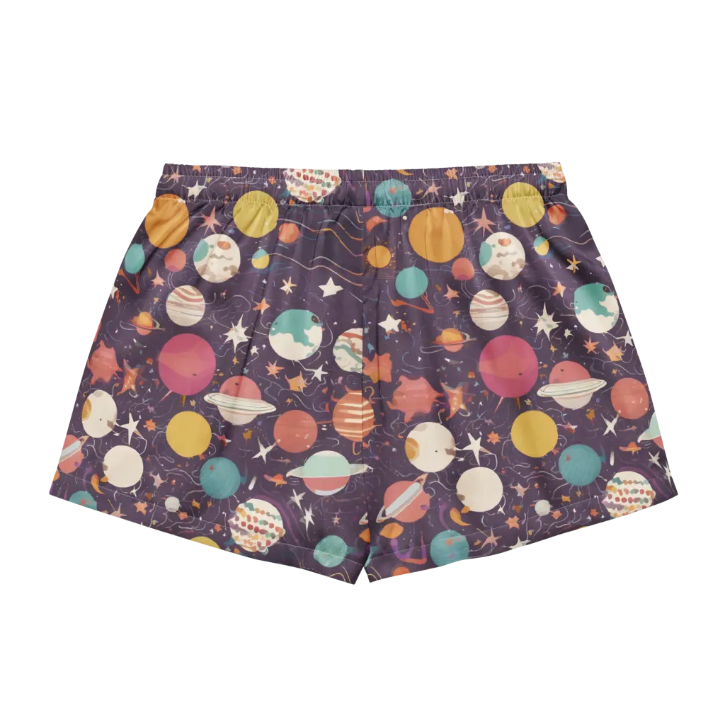 Saturn After Dark on Women's Pajama Shorts — Back