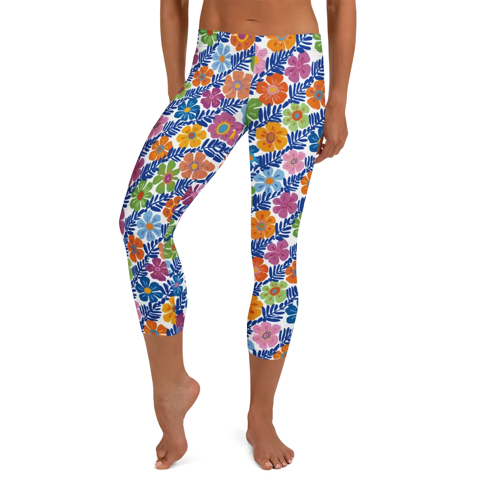 Botanical Cadence on Capri Leggings — Front