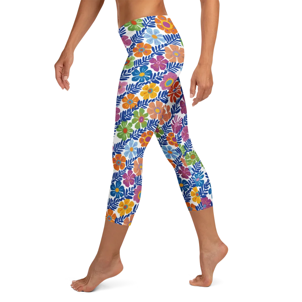 Botanical Cadence on Capri Leggings — Left
