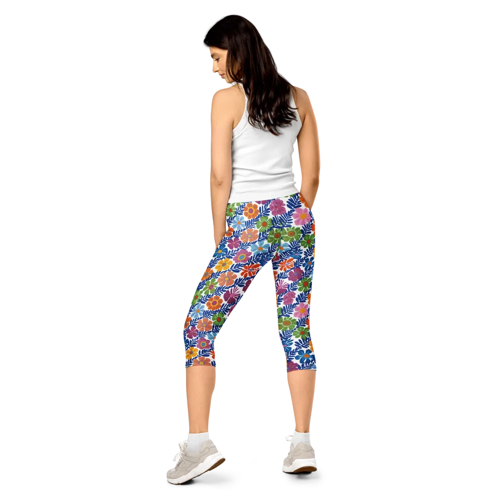Botanical Cadence on Capri Leggings — Back