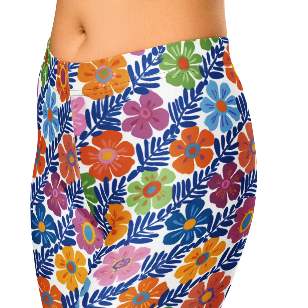 Botanical Cadence on Capri Leggings — Zoomed-in