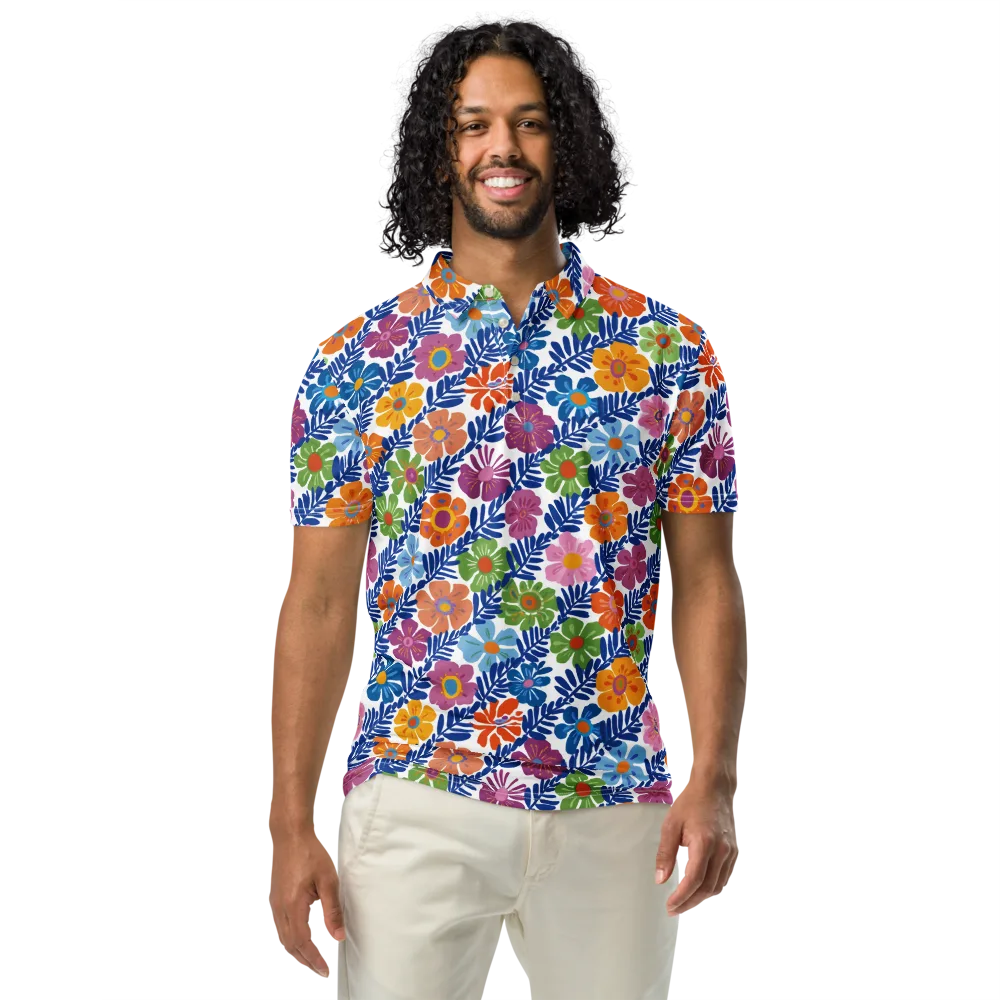 Botanical Cadence on Men's Slim Fit Polo Shirt — Front