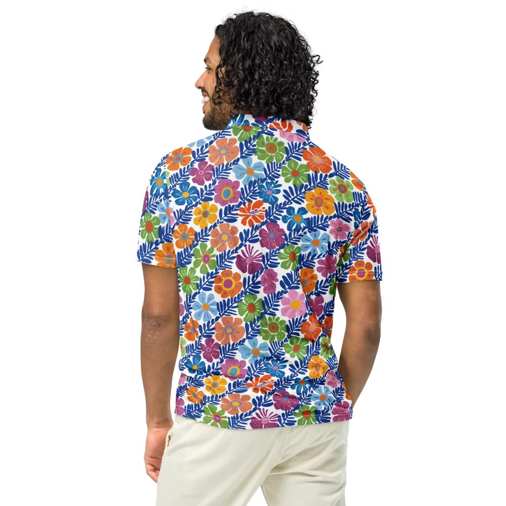 Botanical Cadence on Men's Slim Fit Polo Shirt — Back