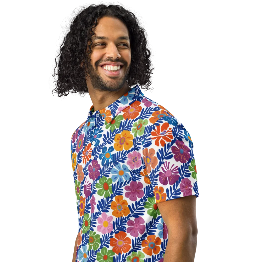 Botanical Cadence on Men's Slim Fit Polo Shirt — Left Front