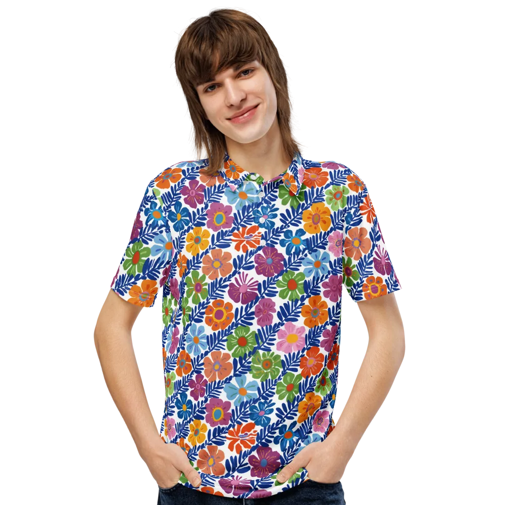 Botanical Cadence on Men's Slim Fit Polo Shirt — Front
