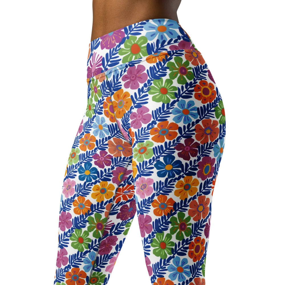 Botanical Cadence on Yoga Leggings — Left Front