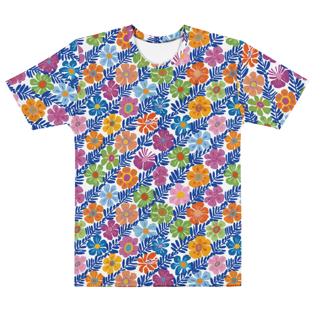 Botanical Cadence on Men's Cotton Crew Neck T-Shirt — Front