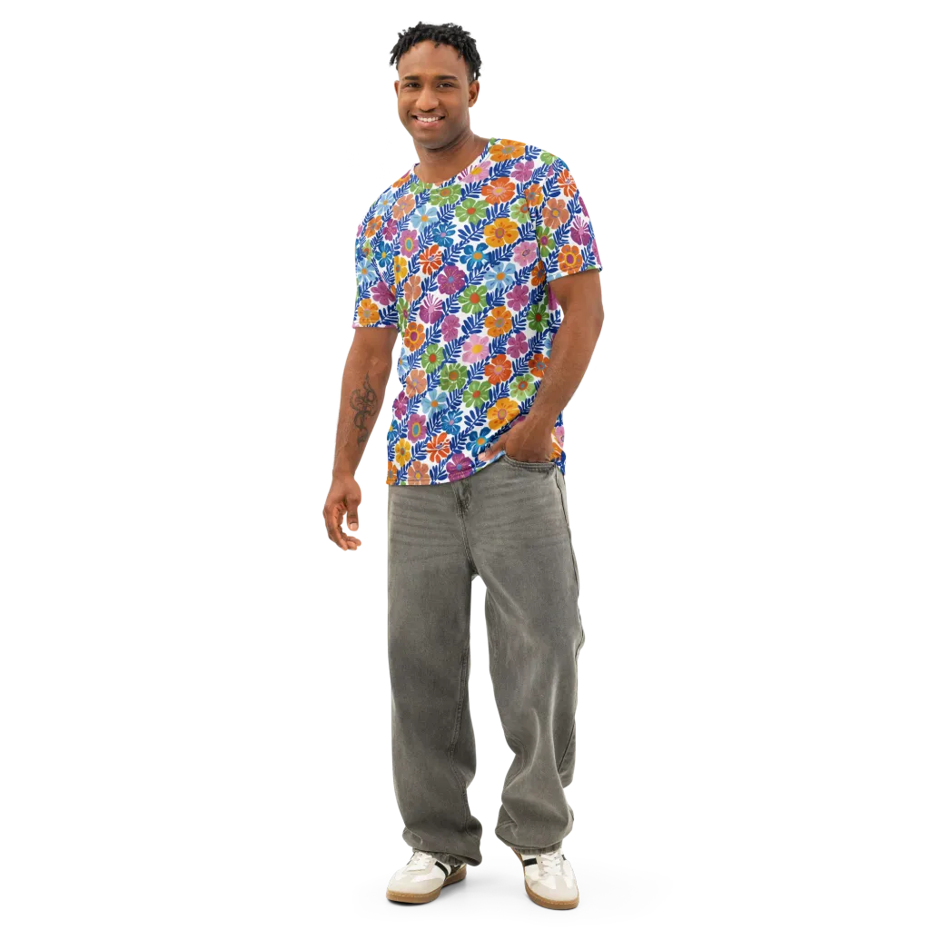 Botanical Cadence on Men's Cotton Crew Neck T-Shirt — Front