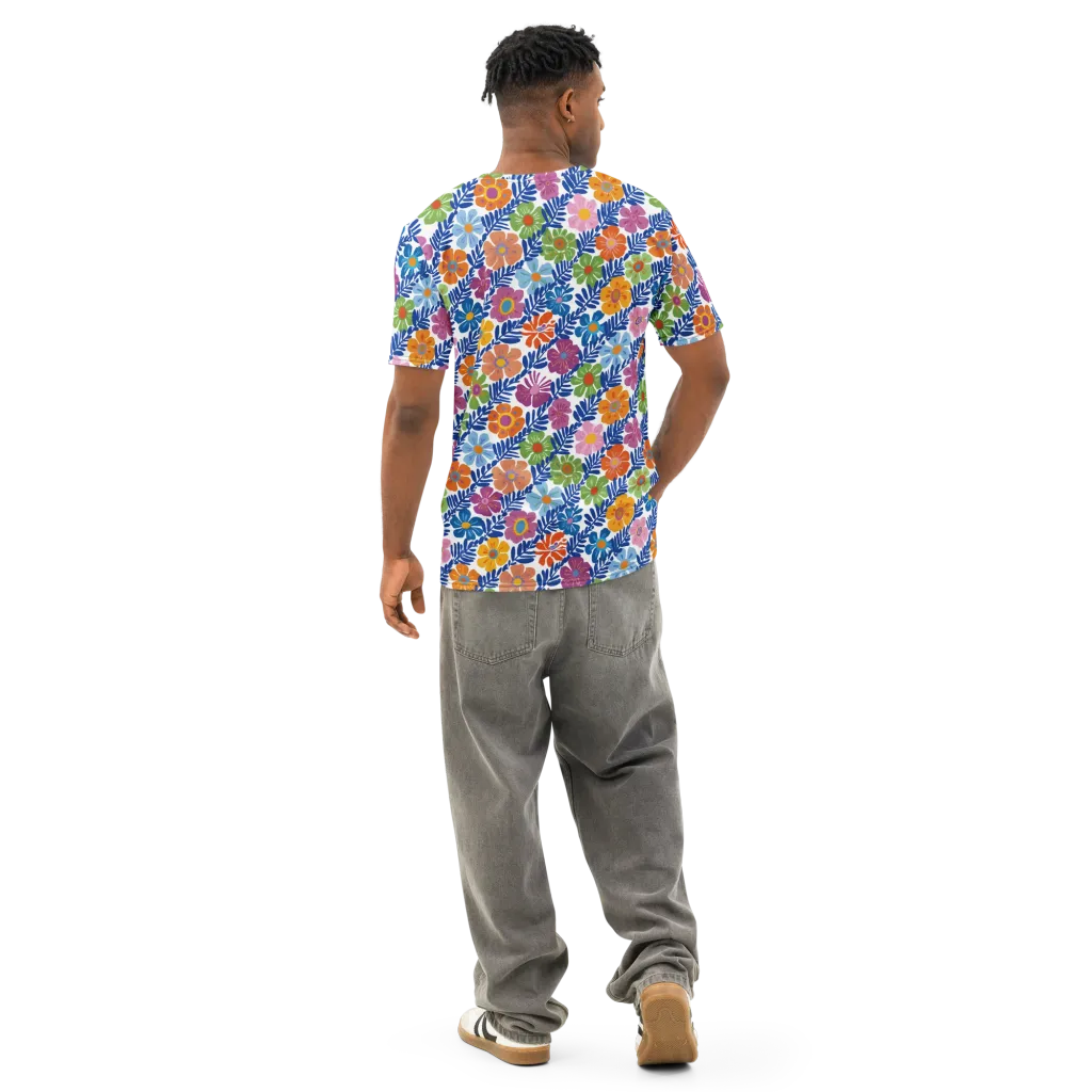 Botanical Cadence on Men's Cotton Crew Neck T-Shirt — Back