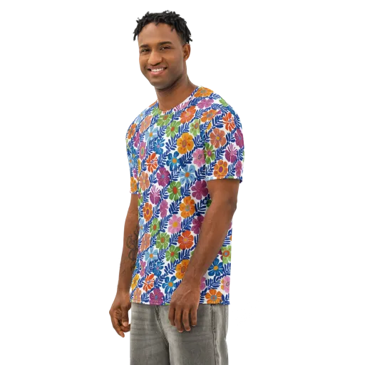 Botanical Cadence on a Men's Cotton Crew Neck T-Shirt