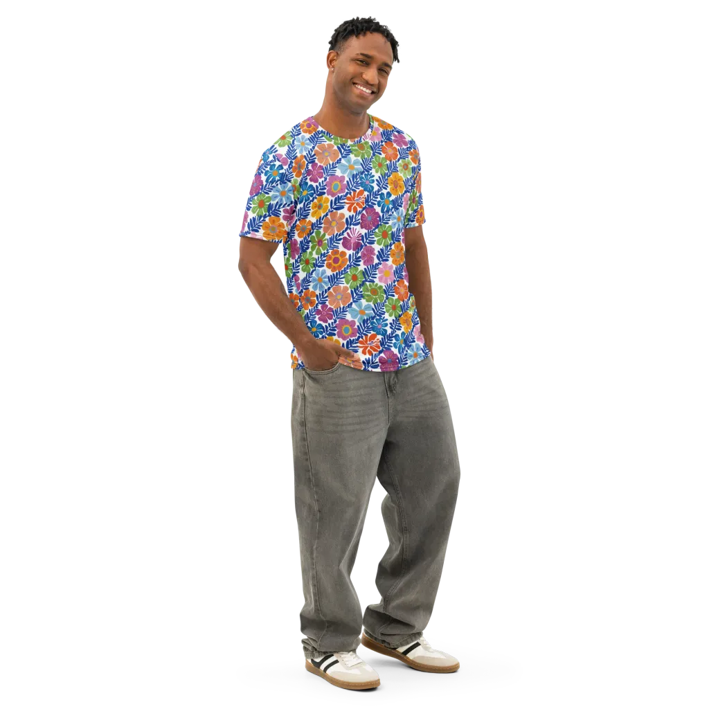 Botanical Cadence on Men's Cotton Crew Neck T-Shirt — Right Front
