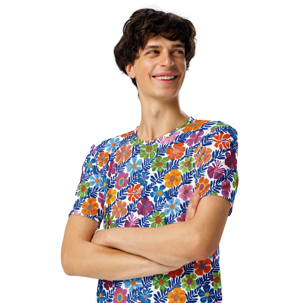 Botanical Cadence on Men's Crew Neck T-Shirt — Left Front