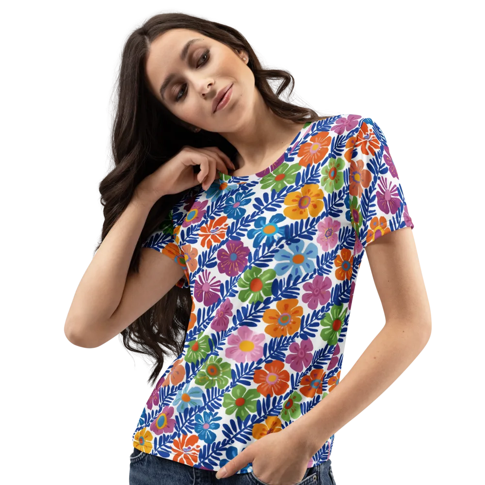 Botanical Cadence on Women's Crew Neck T-Shirt — Left Front