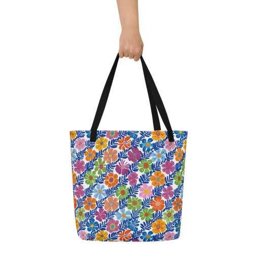 Botanical Cadence on a Large Tote Bag W/ Pocket
