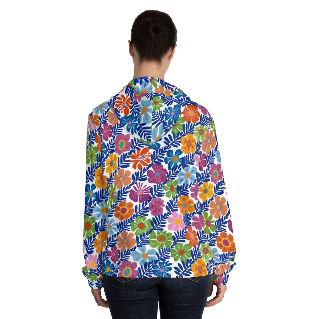 Botanical Cadence on Women's Full-Zip Hoodie — Back On Person