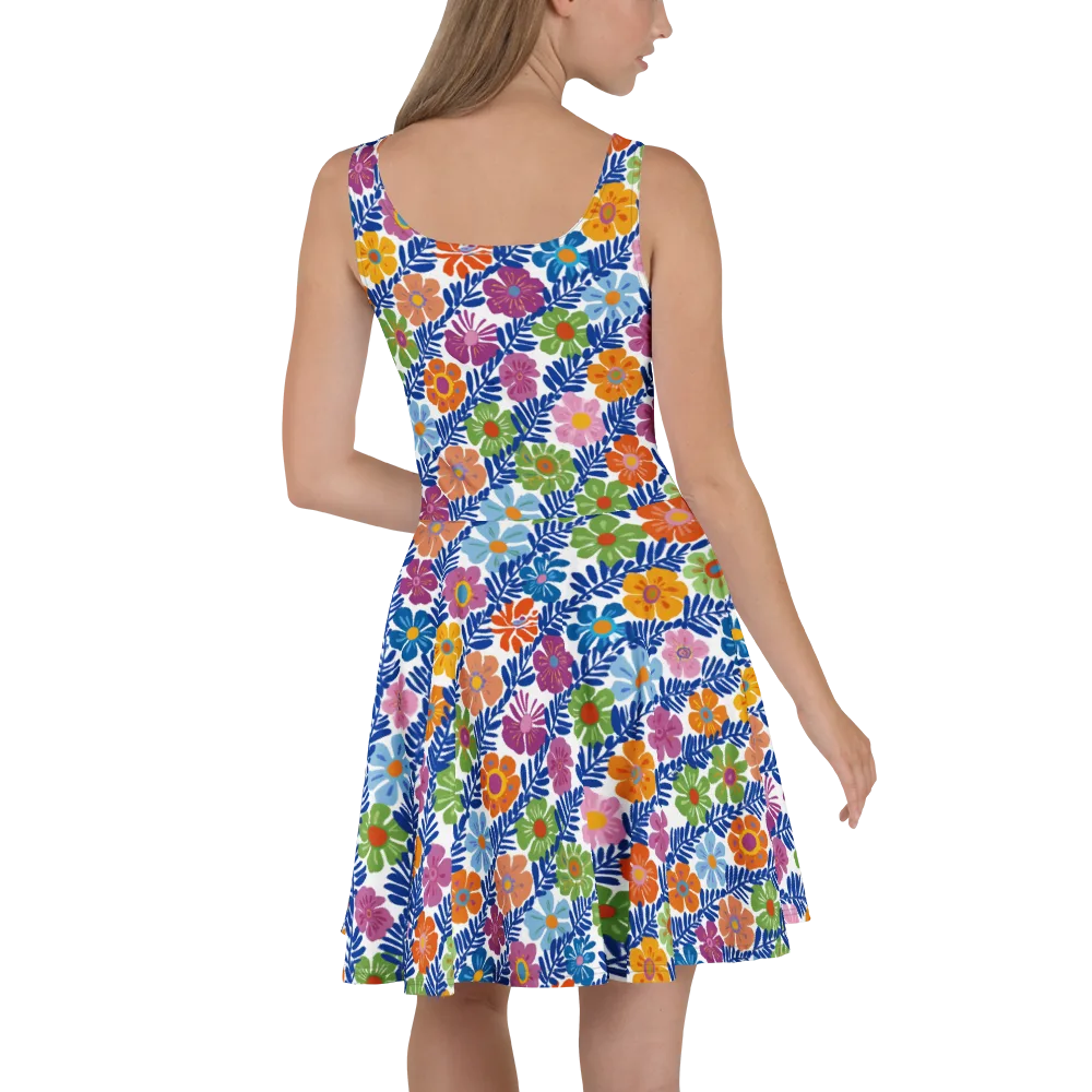 Botanical Cadence on Skater Dress — Back