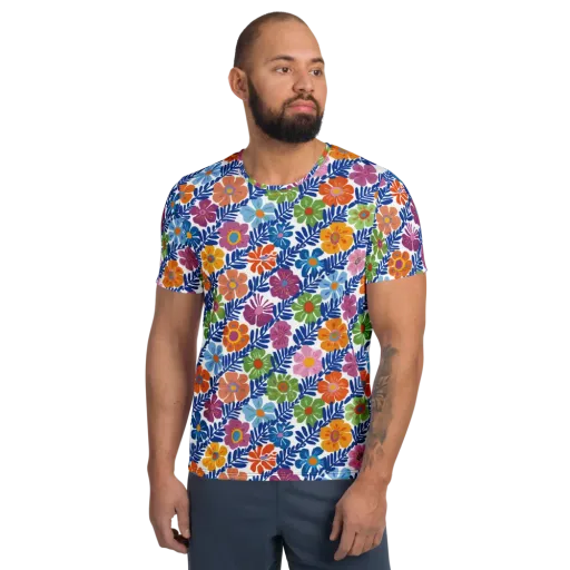 Botanical Cadence on a Men's Athletic T-Shirt