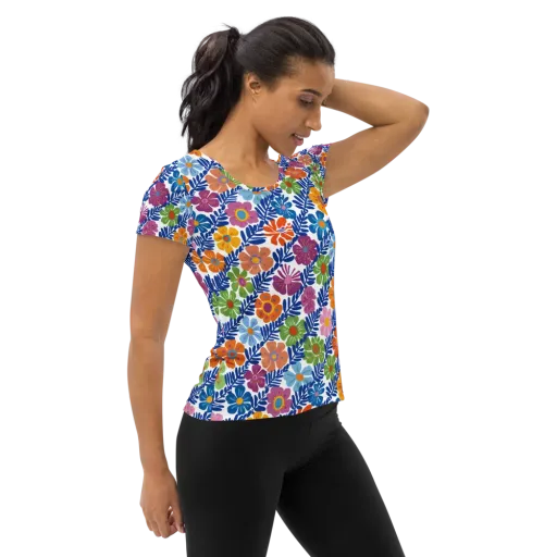 Botanical Cadence on a Women's Athletic T-Shirt