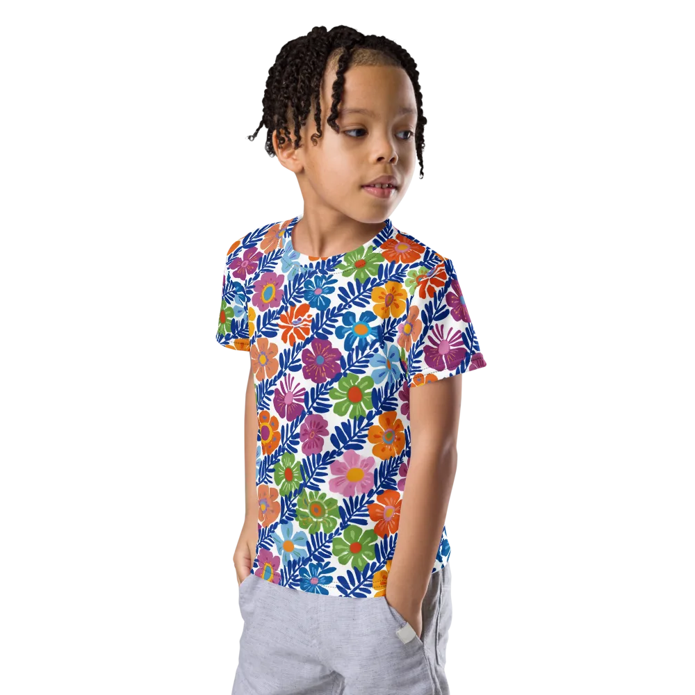 Botanical Cadence on Kids Crew Neck T-Shirt — Left Front