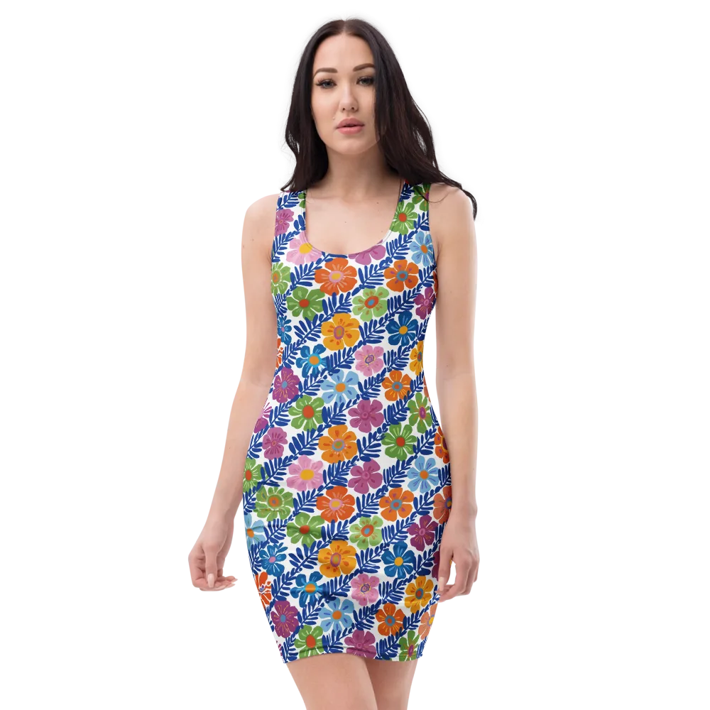 Botanical Cadence on Bodycon Dress — Front