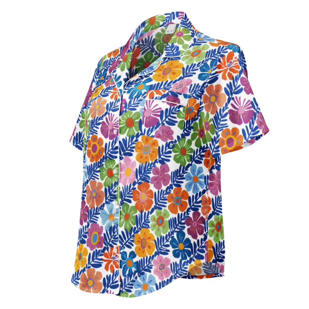 Botanical Cadence on Women's Short Sleeve Pajama Top — Left Front