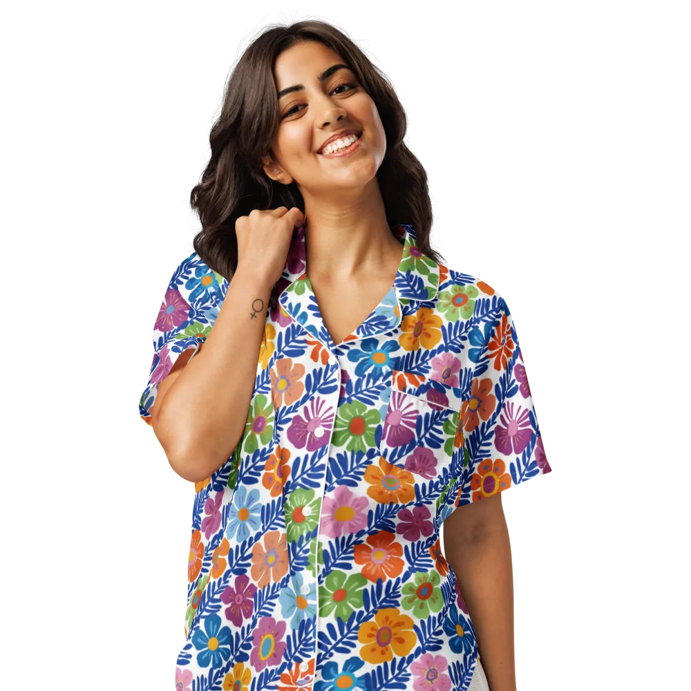 Botanical Cadence on Women's Short Sleeve Pajama Top — Front
