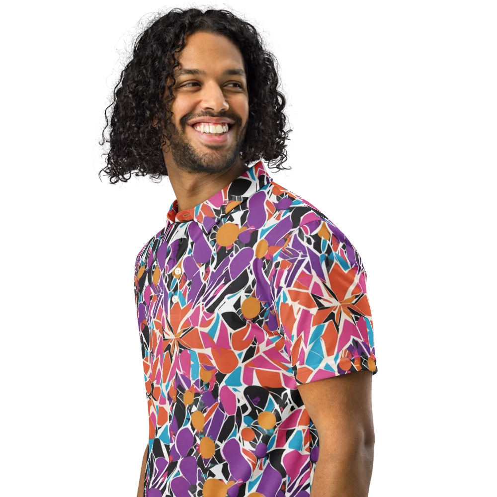 Kaleidoscope Grove on Men's Slim Fit Polo Shirt — Left Front